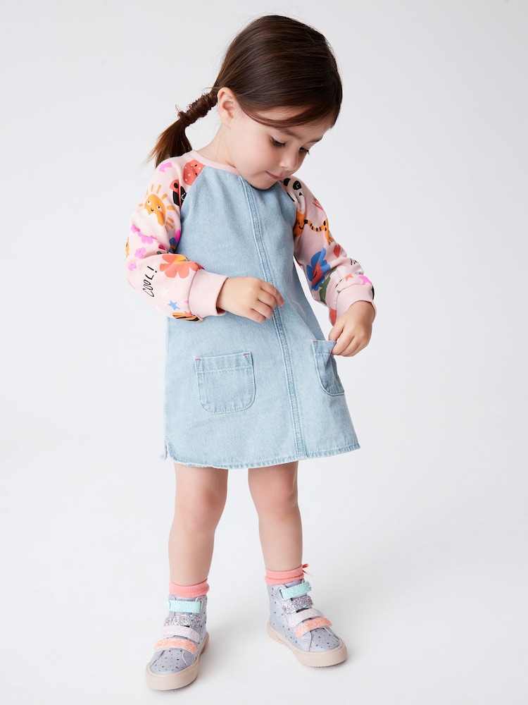 Pink Panda Print Raglan Denim Dress (3mths-7yrs) - Image 2 of 5