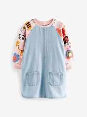 Pink Panda Print Raglan Denim Dress (3mths-7yrs) - Image 4 of 5