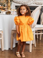 Pomarańczowy mango - Sukienka z tafty, z kolekcji dla druhny (9 mies. – 8 lat) - Obraz 1 z 3