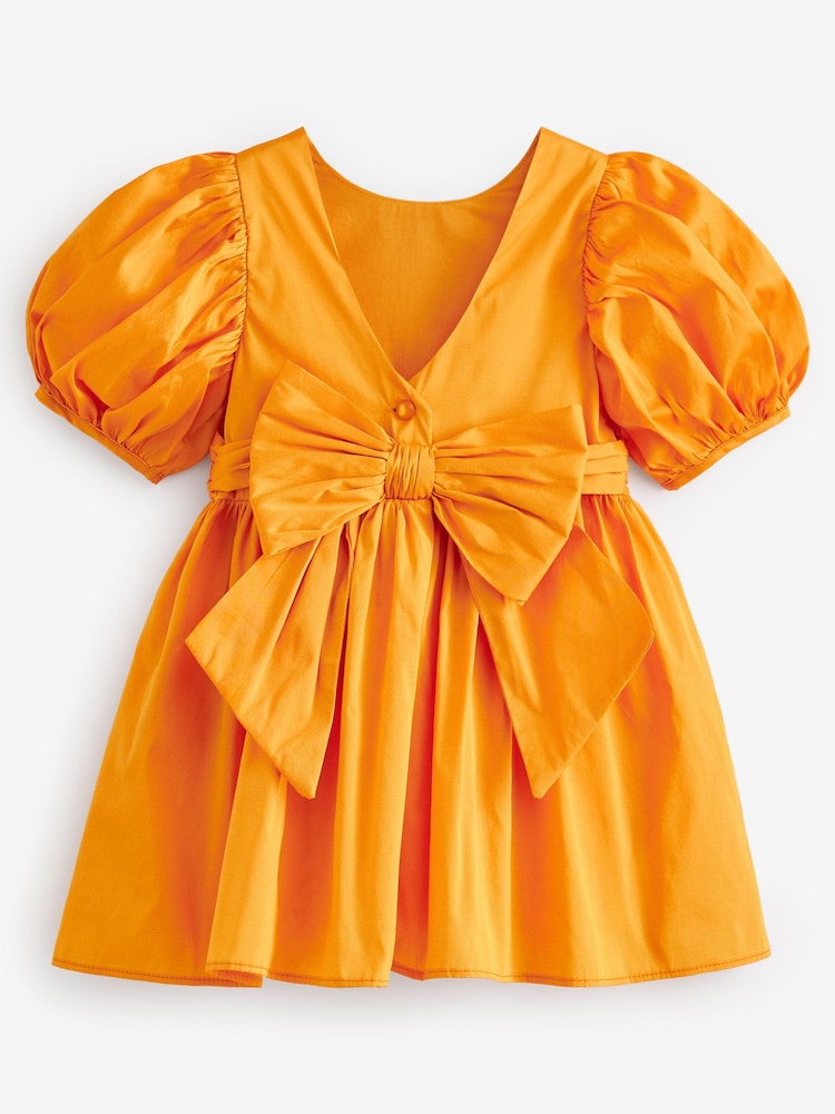 Pomarańczowy mango - Sukienka z tafty, z kolekcji dla druhny (9 mies. – 8 lat) - Obraz 3 z 3