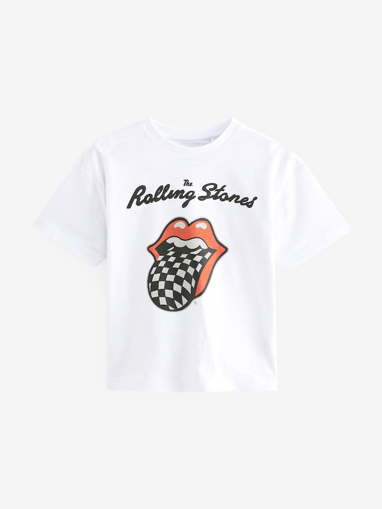 White 100% Cotton Licensed Rolling Stones T-Shirt (3-16yrs) - Image 1 of 3