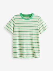 Green Stripe Essential Pure Cotton Short Sleeve Crew Neck T-Shirt - Image 5 of 6