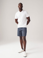 Navy Texture Woven Belted Textured Shorts - Image 2 of 8