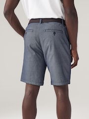 Navy Texture Woven Belted Textured Shorts - Image 3 of 8