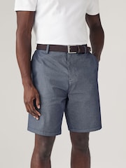 Navy Texture Woven Belted Textured Shorts - Image 5 of 8
