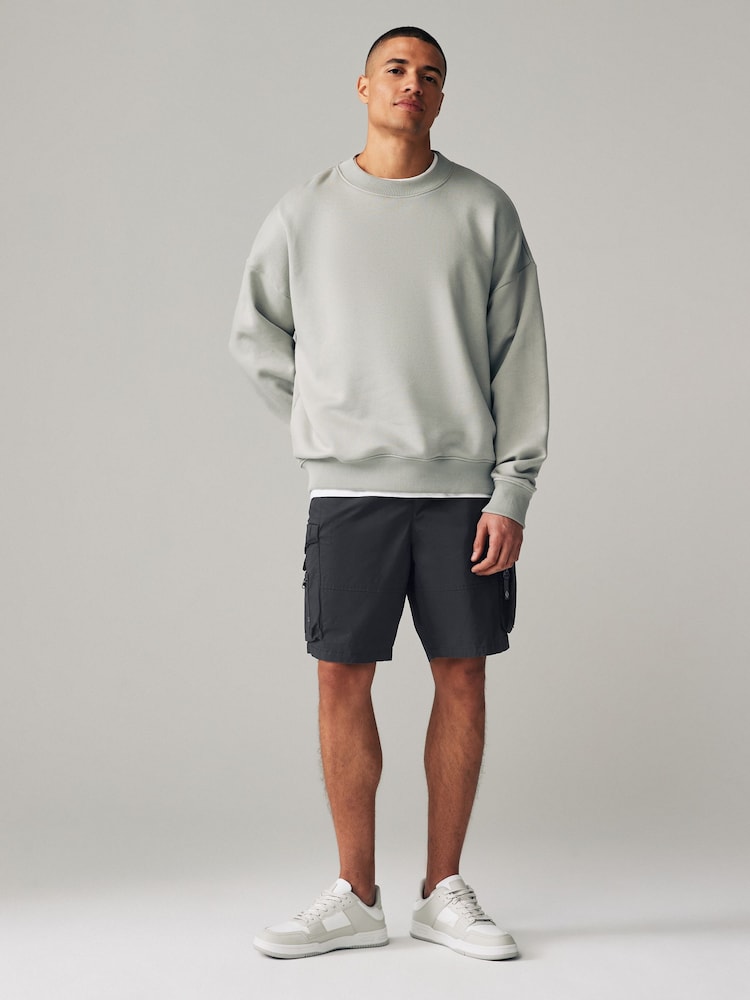 Black Multi Pocket Cargo Shorts - Image 2 of 9