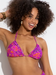 Pour Moi Pink & Purple Bermuda Non-Padded Frill Bikini Top - Image 3 of 5