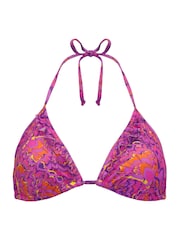 Pour Moi Pink & Purple Bermuda Non-Padded Frill Bikini Top - Image 4 of 5