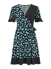 Pour Moi Black Birdie Frill Detail Slinky Recycled Stretch Dress - Image 4 of 5