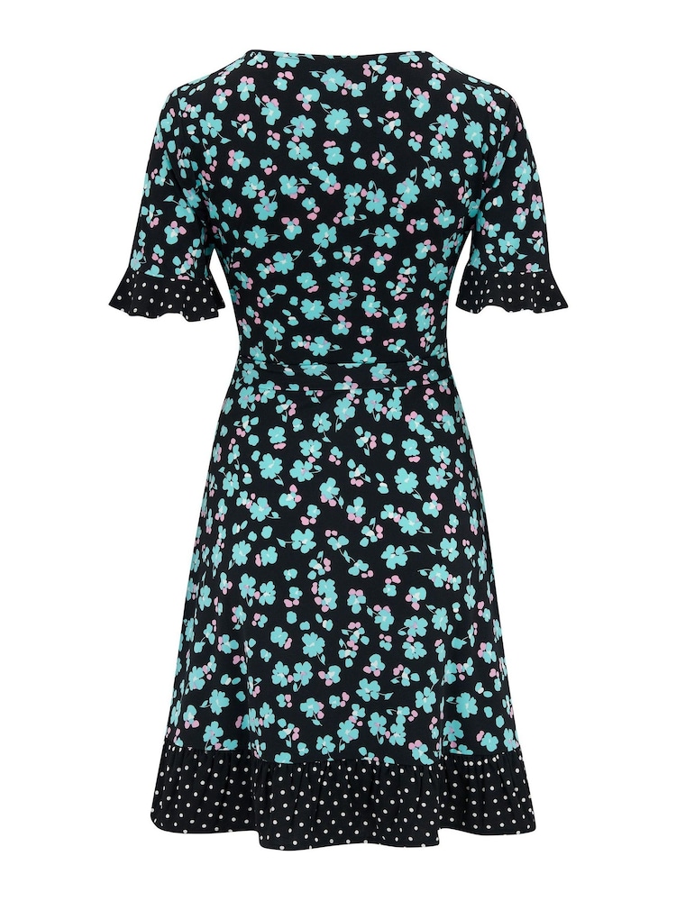 Pour Moi Black Birdie Frill Detail Slinky Recycled Stretch Dress - Image 5 of 5 Pour Moi Black Birdie Frill Detail Slinky Recycled Stretch Dress - Image 5 of 5