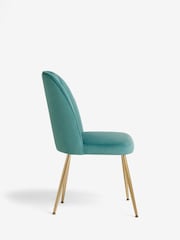 Set of 2 Soft Velvet Teal Stella Gold Effect Leg Dining Chairs - Image 4 of 8