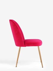 Set of 2 Soft Velvet Fuchsia Pink Brushed Gold Leg Stella Non Arm Dining Chairs - Image 5 of 9