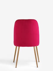 Set of 2 Soft Velvet Fuchsia Pink Brushed Gold Leg Stella Non Arm Dining Chairs - Image 6 of 9