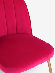 Set of 2 Soft Velvet Fuchsia Pink Brushed Gold Leg Stella Non Arm Dining Chairs - Image 7 of 9