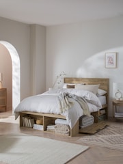 Light Oak Effect Bronx Platform Bed Frame with Storage - Image 1 of 7