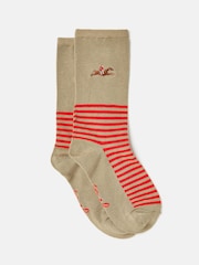 Joules Embroidered Brown Ankle Socks - Image 1 of 3