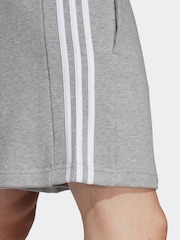 adidas Grey Essentials French Terry 3-Stripes 100% Cotton Shorts - Image 5 of 6