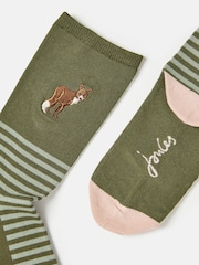Joules Embroidered Green Ankle Socks - Image 2 of 3