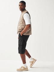 Black Long Length Belted Cargo Shorts - Image 2 of 8