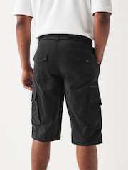 Black Long Length Belted Cargo Shorts - Image 3 of 8