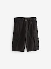 Black Long Length Belted Cargo Shorts - Image 5 of 8