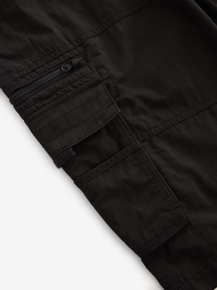 Black Long Length Belted Cargo Shorts - Image 8 of 8