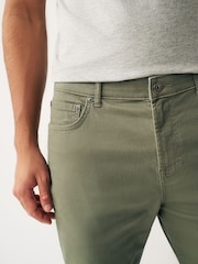 Khaki Green Slim Motionflex 5 Pocket Chino Shorts - Image 4 of 9