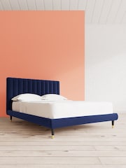 Swoon Easy Velvet Ink Blue Porlock Bed - Image 1 of 5