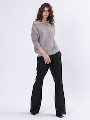 Religion Grey Off The Shoulder Super Soft Fluffy Jumper - Image 1 of 6