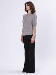 Religion Grey Off The Shoulder Super Soft Fluffy Jumper - Image 5 of 6