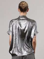 Religion Silver Oversized Blouse in Dip Dye With Tie Neck - Image 3 of 8