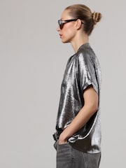 Religion Silver Oversized Blouse in Dip Dye With Tie Neck - Image 4 of 8