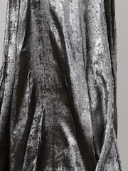 Religion Silver One Shoulder Maxi Dress In Silver Foil Textured Fabric - Image 9 of 9