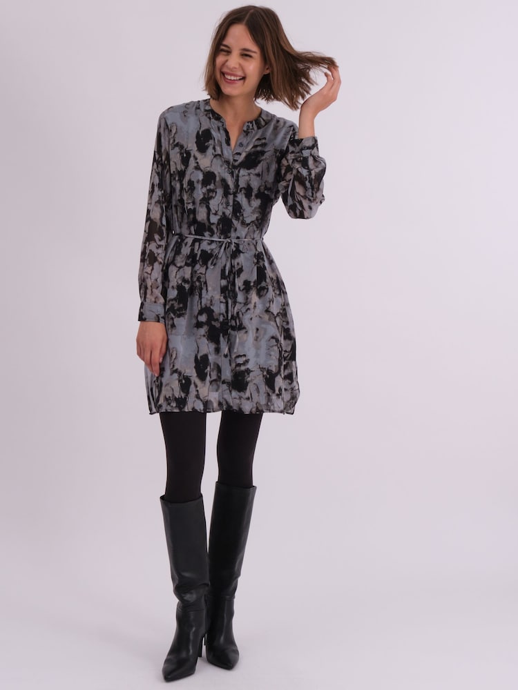Religion Grey Long Line Tunic Shirt Dress In Hand-Painted Prints - Image 3 of 7