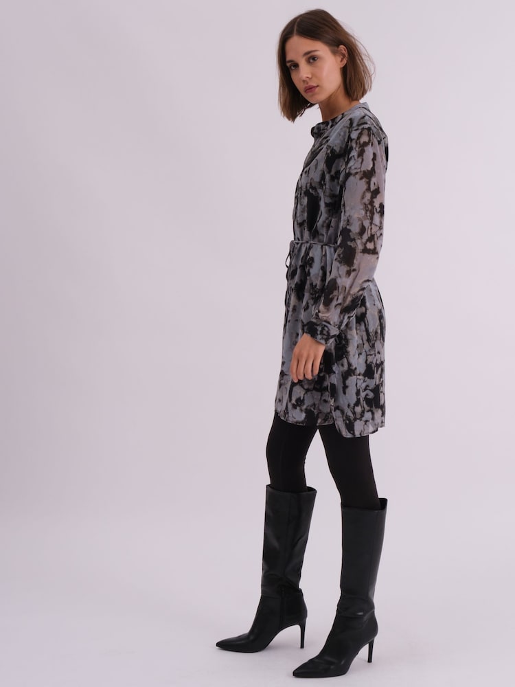 Religion Grey Long Line Tunic Shirt Dress In Hand-Painted Prints - Image 4 of 7