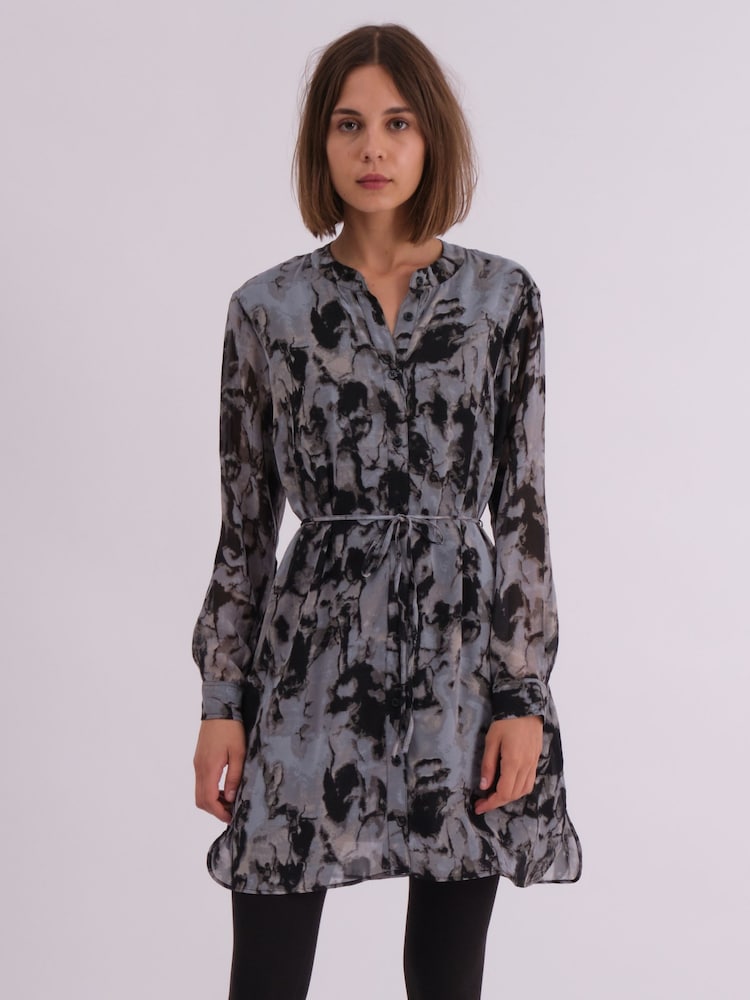Religion Grey Long Line Tunic Shirt Dress In Hand-Painted Prints - Image 5 of 7