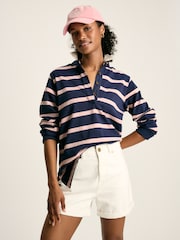 Joules Sammie Navy Blue Striped Heavyweight Cotton Rugby Shirt - Image 1 of 13