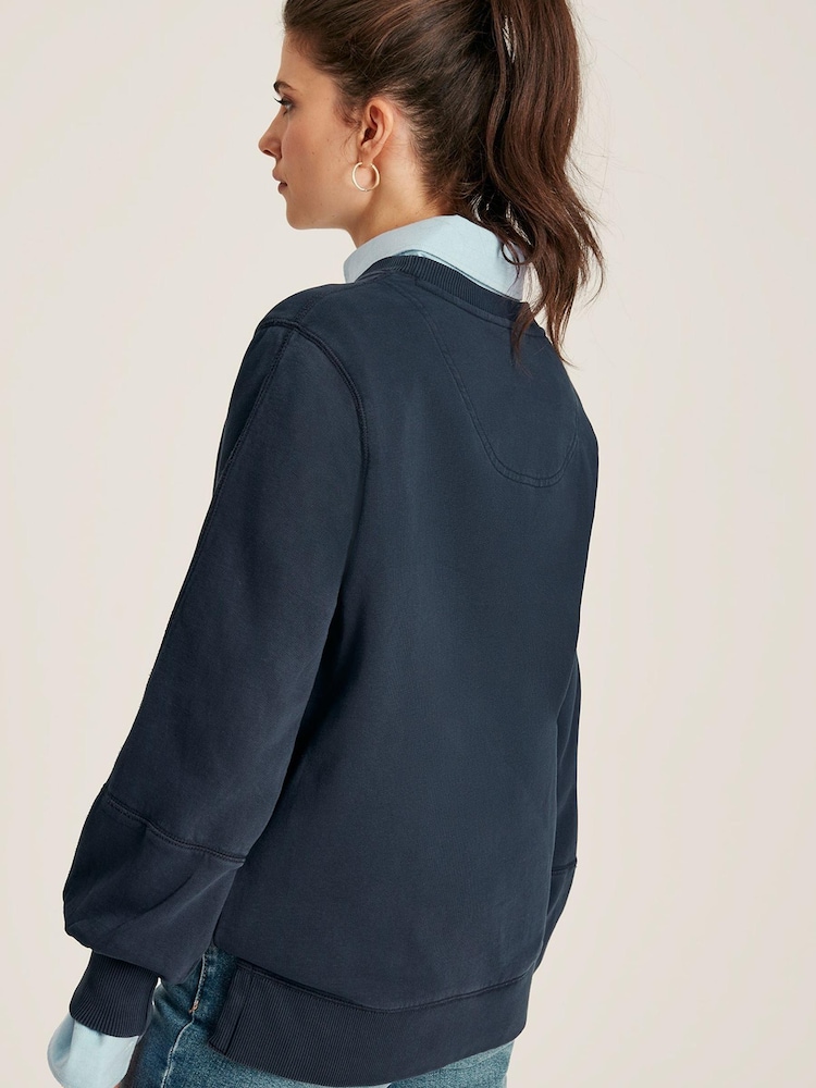 Joules Amina Navy Blue Crew Neck Sweat Top - Image 2 of 5