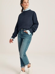 Joules Amina Navy Blue Crew Neck Sweat Top - Image 4 of 5