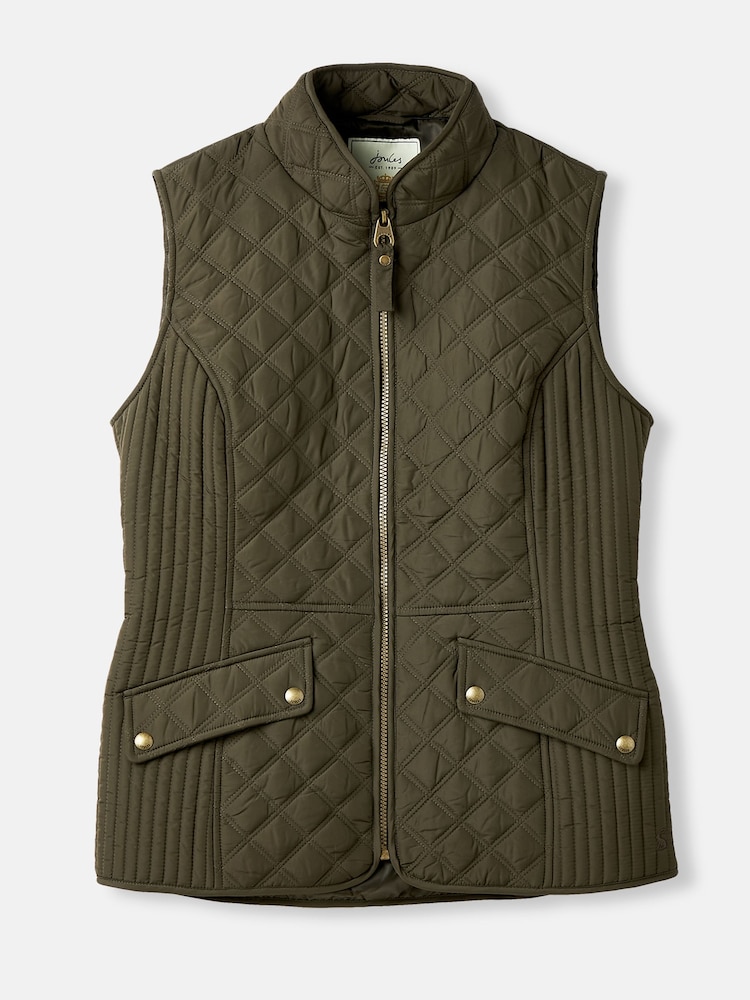 Joules Minx Green Showerproof Diamond Quilted Gilet - Image 5 of 5