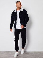 Threadbare Blue Borg Collar Cord Jacket - Image 3 of 4