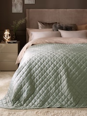 Sage Green Hamilton Velvet Quilted Bedspread - Image 1 of 3