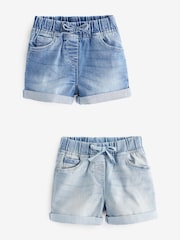 Denim Dark Wash 2 Pack Elasticated Waist Shorts (3mths-10yrs) - Image 1 of 1