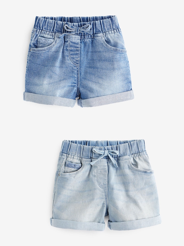 Denim Dark Wash 2 Pack Elasticated Waist Shorts (3mths-10yrs) - Image 1 of 1