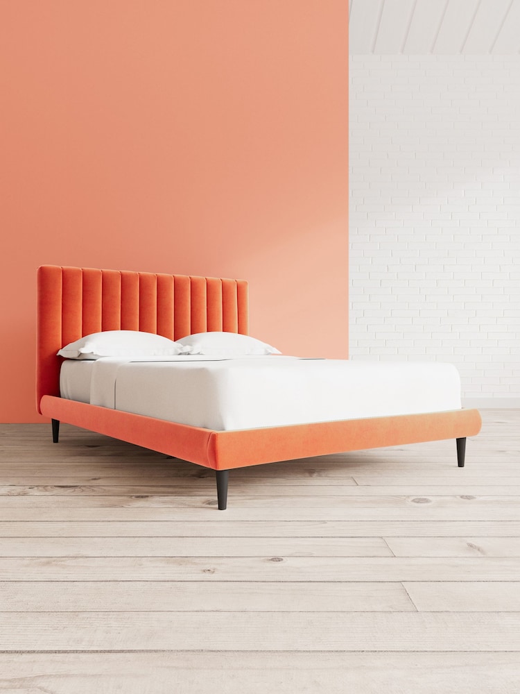 Swoon Easy Velvet Burnt Orange Porlock Bed - Image 1 of 8