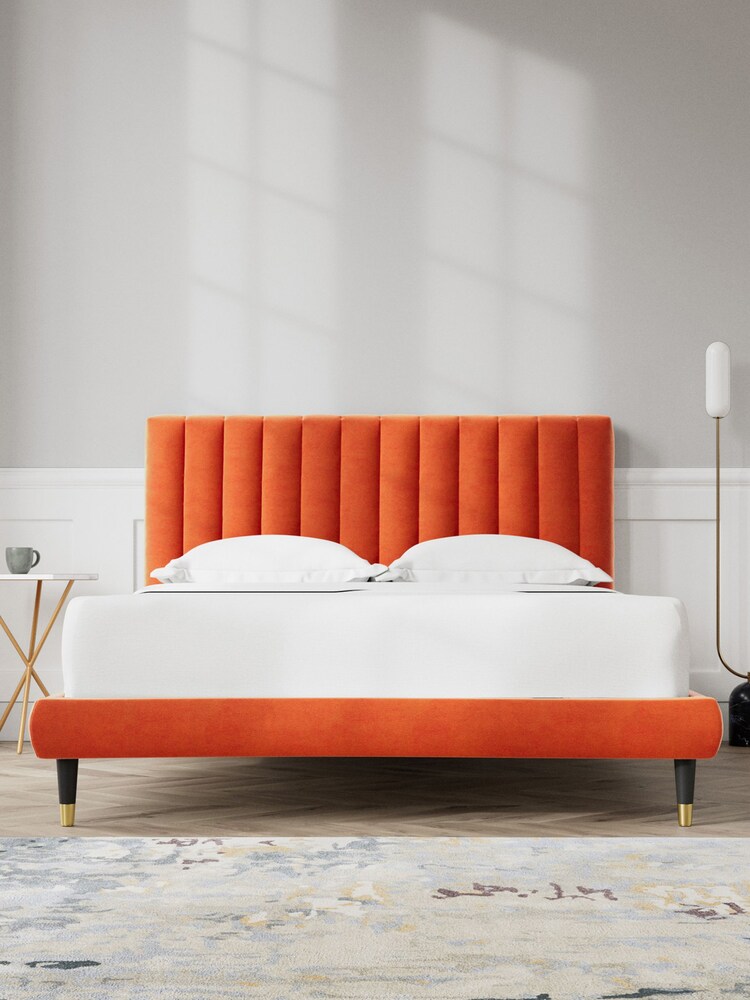 Swoon Easy Velvet Burnt Orange Porlock Bed - Image 2 of 8