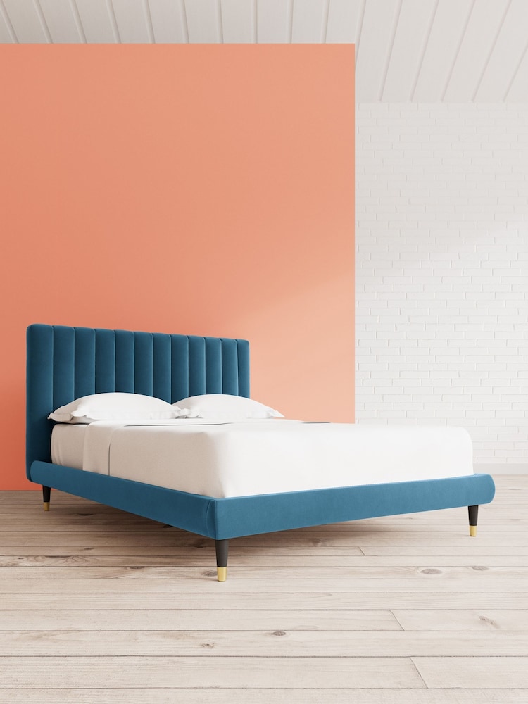 Swoon Easy Velvet Petrol Blue Porlock Bed - Image 1 of 5