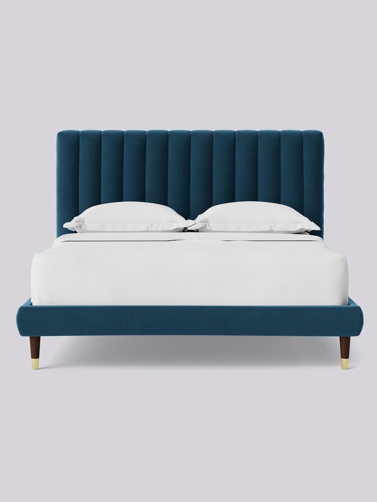 Swoon Easy Velvet Petrol Blue Porlock Bed - Image 2 of 5