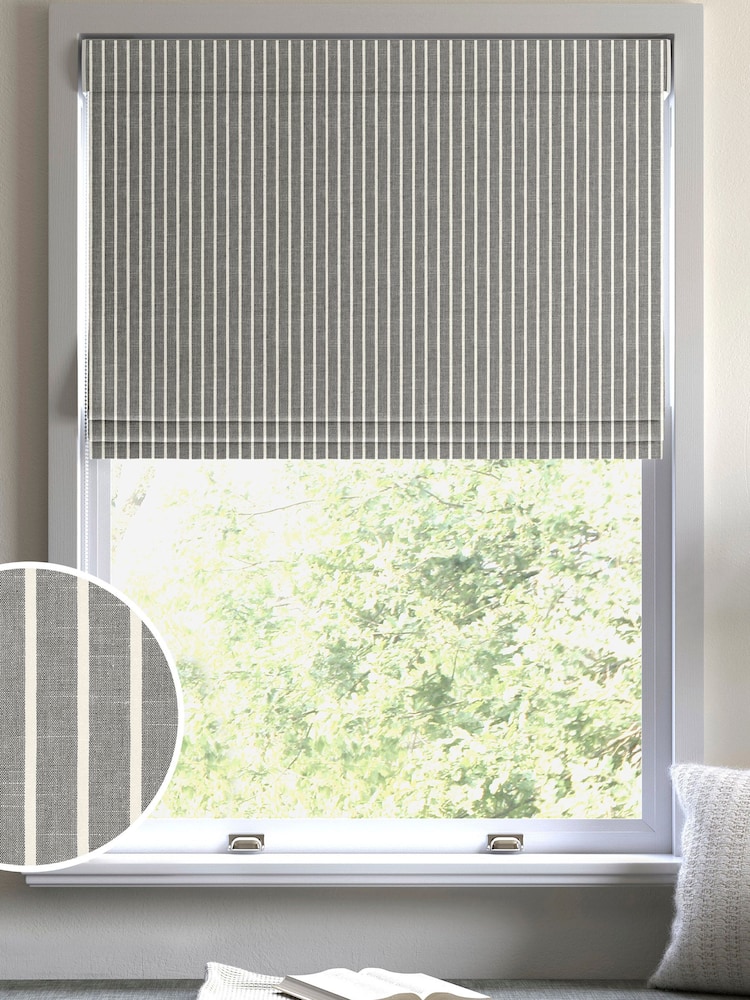 Black Franklin Made To Measure Roman 100% Cotton Blind - Image 1 of 6