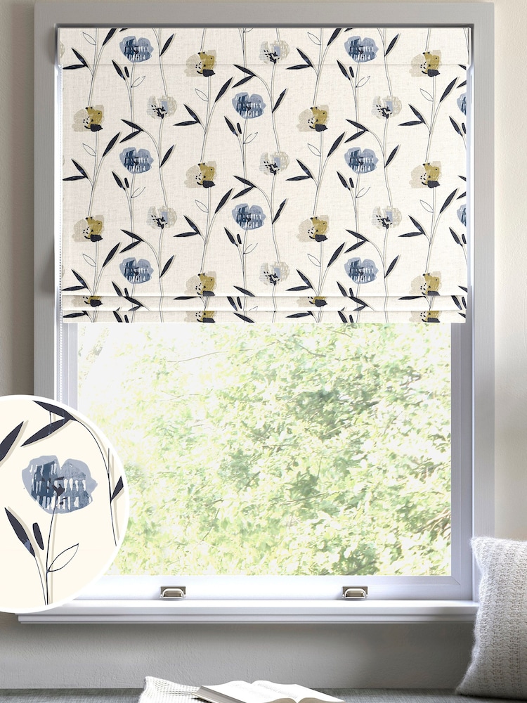 Blue Hetty Made To Measure Roman 100% Cotton Blind - Image 1 of 6